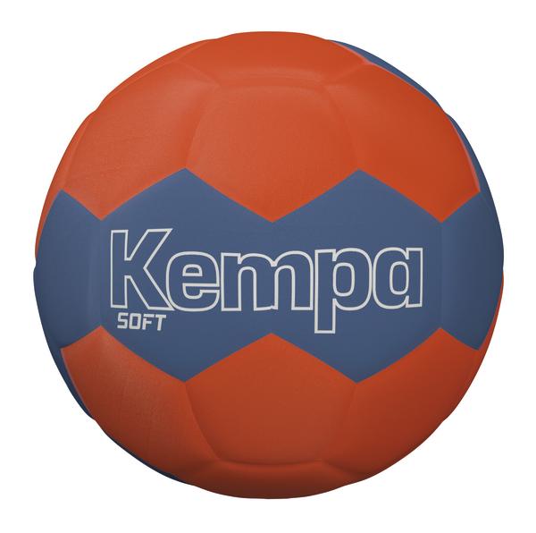 Handball Kempa Soft in Orange und Blau, weicher Trainingsball für Handballspieler.