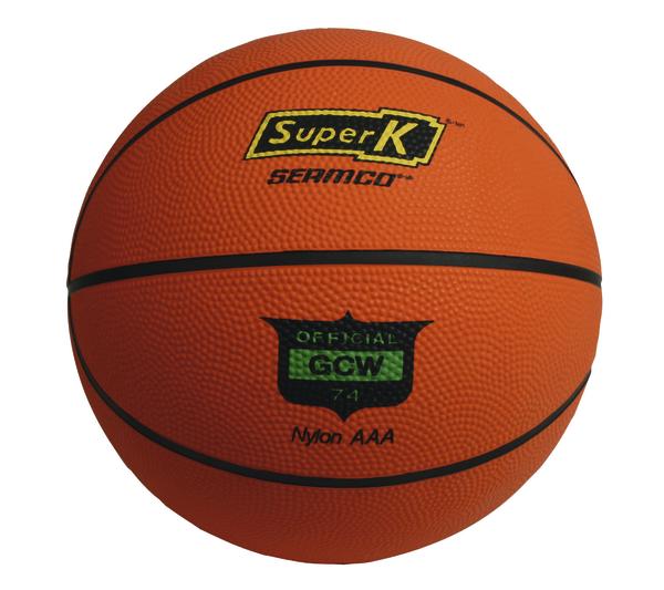 Basketball Super K SERMCO aus Nylon mit offizieller GCW Kennzeichnung, orange und schwarz.
