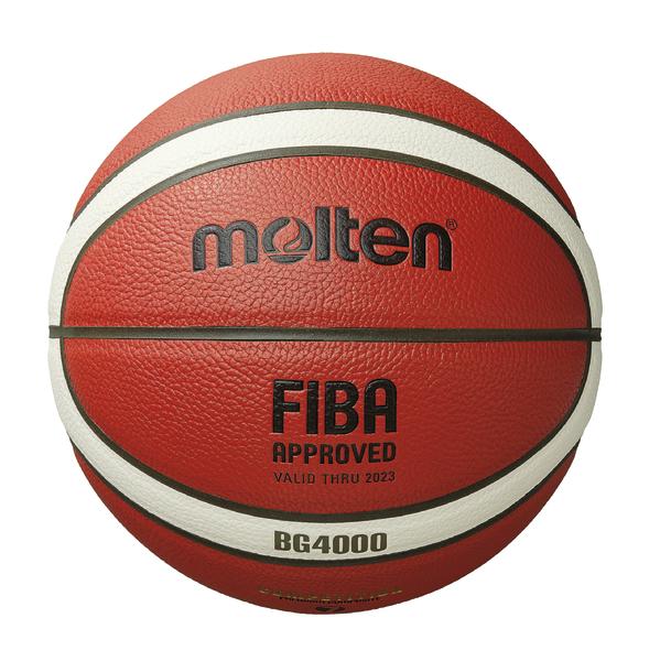 Basketball Molten BG4000 mit FIBA-Zulassung, rot-weiß, offizielles Spielballmodell.