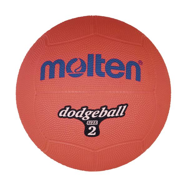 Roter Molten Dodgeball Größe 2 mit strukturierter Oberfläche für Hallensport.