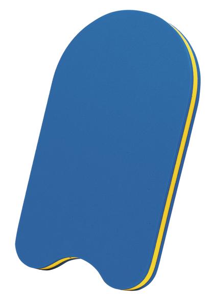 Schwimmbrett in Blau mit gelben Seiten für Schwimmtraining und Wasserübungen.