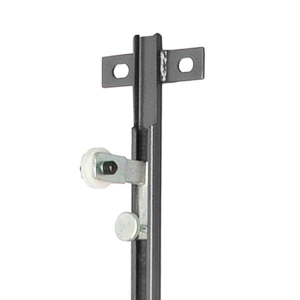 Gleithaken mit U-Rolle für Wandspielschiene mit weißem Kunststoffrollenhalter.