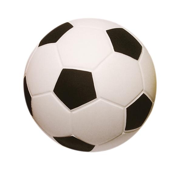 Schwarz-weißer klassischer Fußball mit Fünf- und Sechsecken auf weißem Hintergrund.