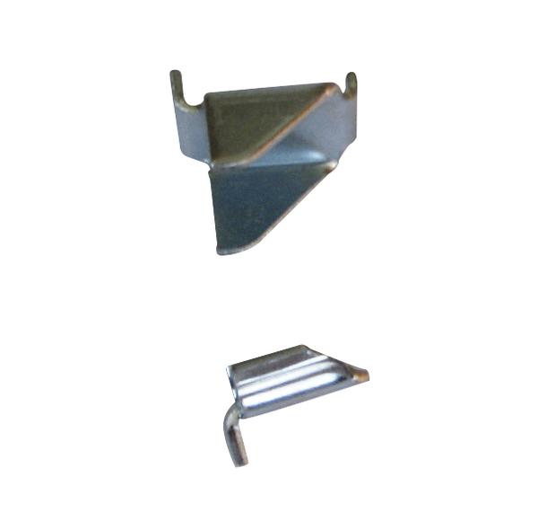 Metallwinkel mit zwei Haken zur Befestigung von Bauteilen .