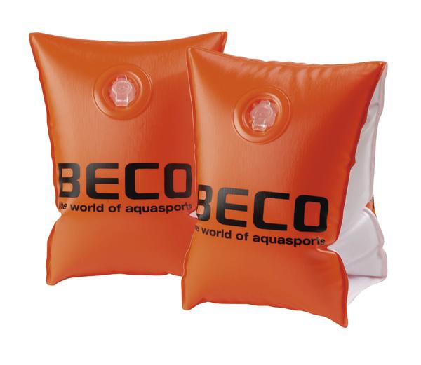 Orange BECO Schwimmflügel für Kinder mit Aufdruck und Ventil, Paar.
