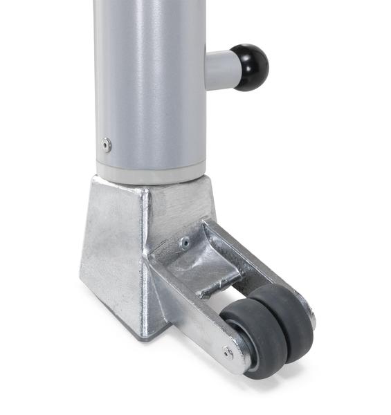 Robuste Metallrolle mit Gummirädern zur einfachen Bewegung von Geräten oder Möbeln.