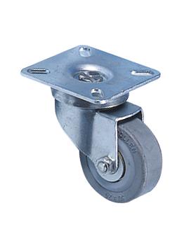 Schwerlast-Lenkrolle aus Metall mit Gummirad und Befestigungsplatte, 75 mm Durchmesser