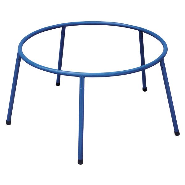 Blauer Ständer für Krisskreisel mit vier Metallbeinen.