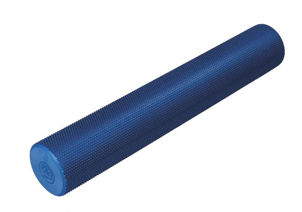 Blauer Schaumstoff-Roller mit Noppenstruktur für Muskelentspannung und Massage.