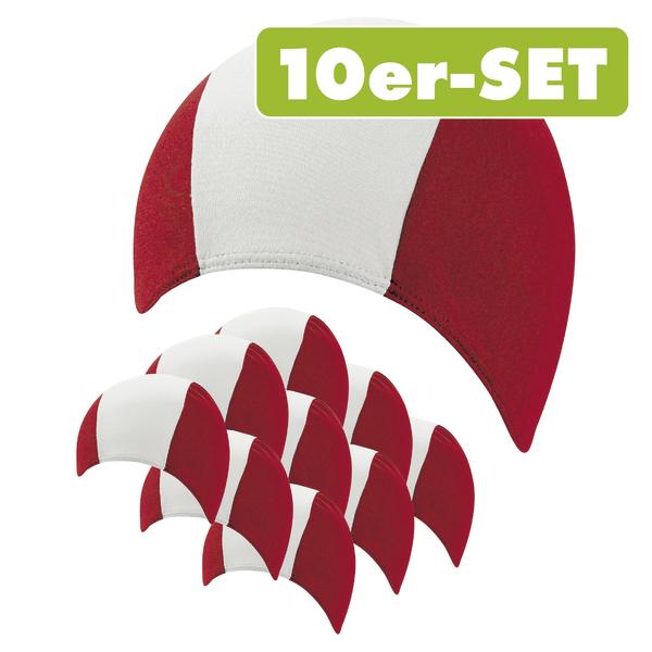 BECO Textil-Badekappe, Badekappe im 10er Satz, rot/weiß