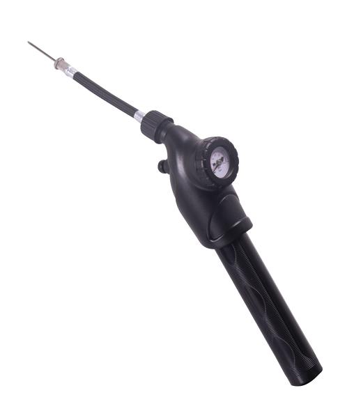 Handliches Manometer mit langem Messstab und schwarzem Griff zur Druckmessung.