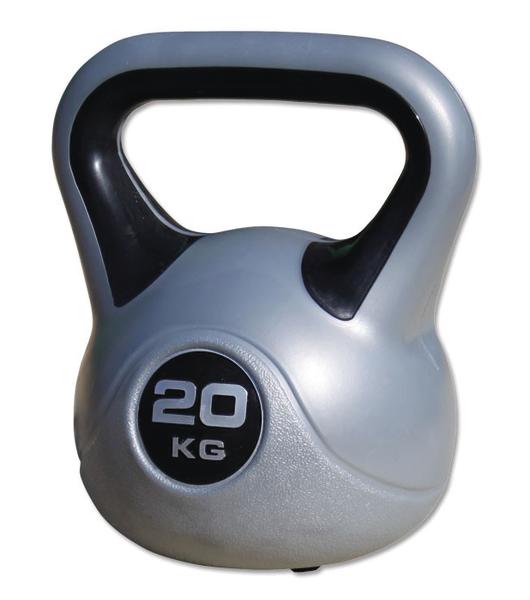 Kettlebell 20 kg grau-schwarz für Krafttraining und Fitnessübungen.