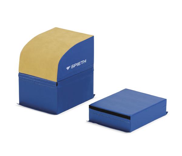 Gymnastik-Trainingsgerät aus Schaumstoff mit blauer Hülle und Spieth-Logo.