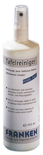 Sprayflasche mit weißem Tafelreiniger für Whiteboards, 250 ml, Marke Franken.