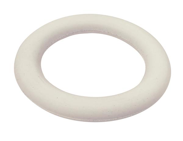 Weißer Tennis-Ring aus Kunststoff, rund und flach, isoliert auf weißem Hintergrund.