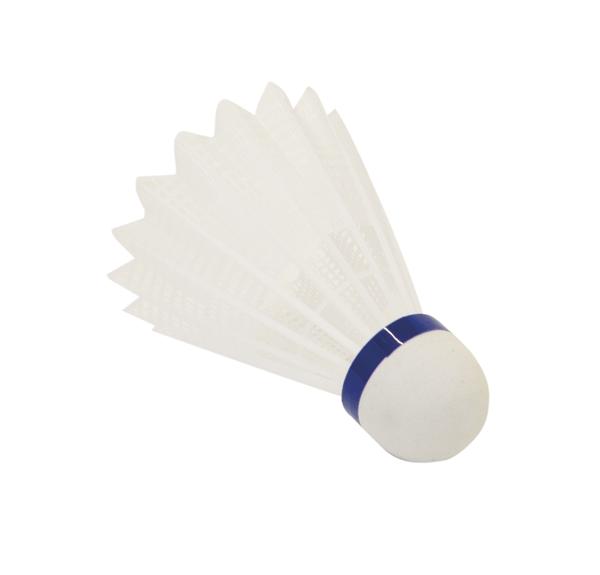 Weißer Feder-Badmintonball mit blauem Ring für Badminton-Sport und Training