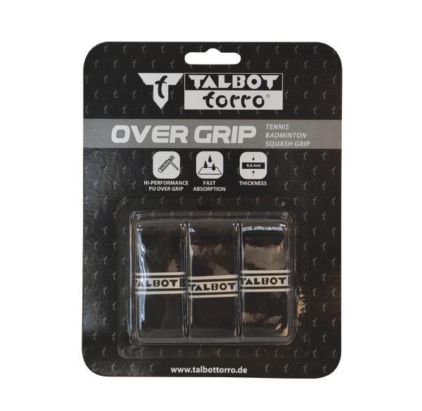 Talbot Torro Over Grip für Tennis, Badminton und Squash, schwarz, 3 Stück, schnelles Absorptionsmaterial