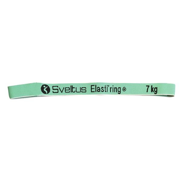 Grünes Sveltus Elastiring Widerstandsband mit 7 kg Zugkraft für Fitnessübungen.