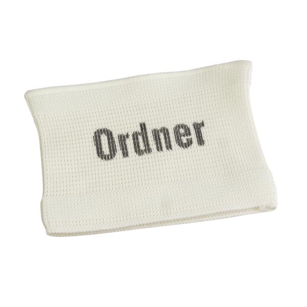 Weißer Ordner-Armbinde mit schwarzer Aufschrift "Ordner".
