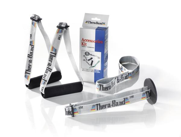Thera-Band Zubehörset mit Griffen, Türanker und Schlaufen für Widerstandsband-Training.