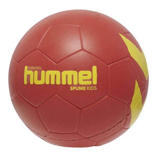 Rot-gelber Hummel „Spume Kids“-Handball mit zwei großen gelben Pfeilen auf der rechten Seite, ideal für Handballspiele und Training.