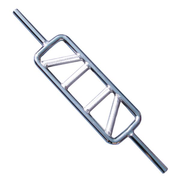 Chromfarbene Trizepsstange mit Zickzack-Griff für Krafttraining und Fitnessübungen.