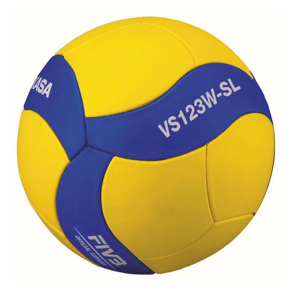 Gelb-blauer Mikasa Wasserball Modell VS123W-SL, offizieller FINA Wettkampfball.