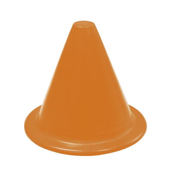 Oranger Trainingskegel aus Kunststoff für Sport und Verkehrssicherung.