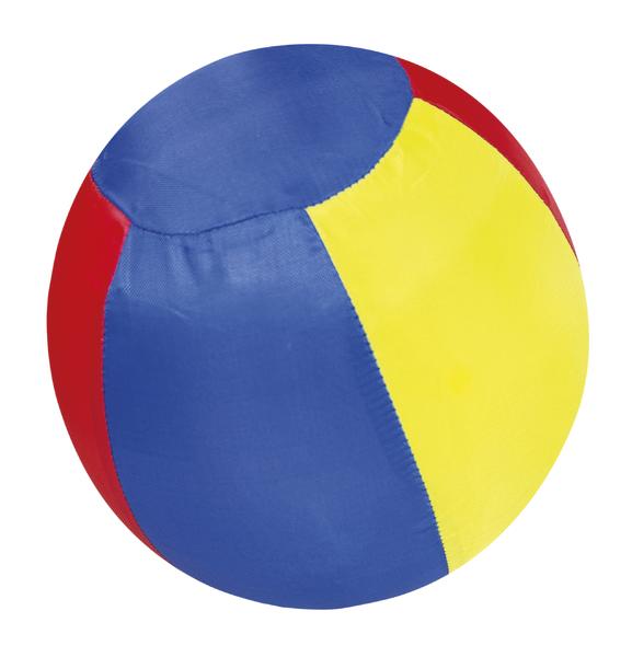 Ball mit buntem Muster auf weißem Hintergrund.