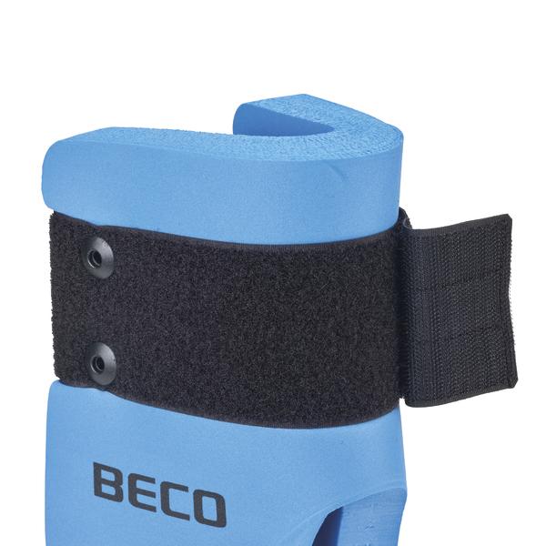 Blauer BECO Schwimmgürtel mit schwarzem Klettverschluss für Schwimmtraining.