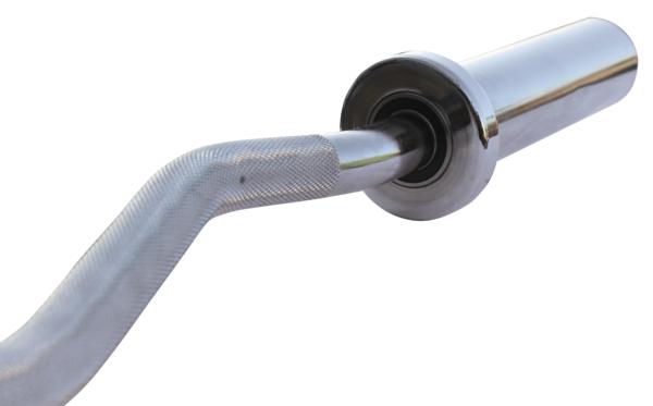 Hantelstange, voller Stahlkern, verchromt mit gerändelte Griffe isoliert auf weißem Hintergrund.