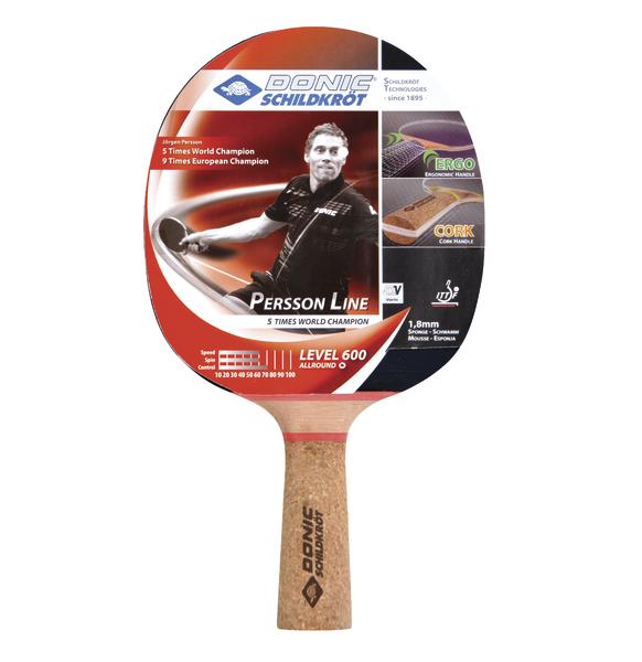 Tischtennisschläger Donic Persson Line mit Korkgriff und 1,8 mm Schwamm, Allround Level 600.