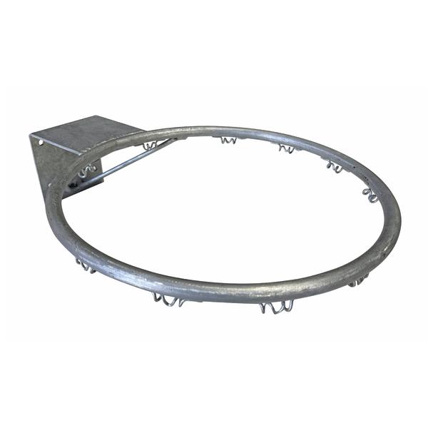 Basketballring aus verzinktem Stahl mit Netzaufhängungen und stabiler Montageplatte.