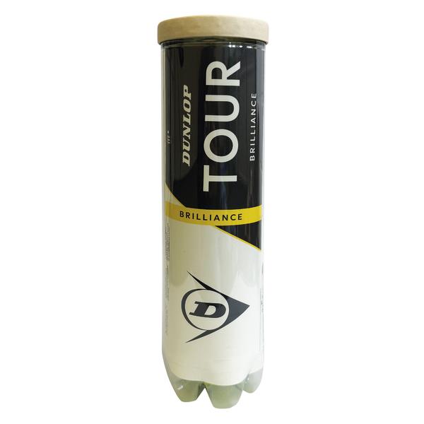 Tennisball-Dose von Dunlop „Tour Brilliance“ mit Kunststoffdeckel und Branding.