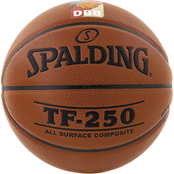 Basketball Spalding TF-250 mit DBB-Logo, All Surface Composite, braun und schwarz.