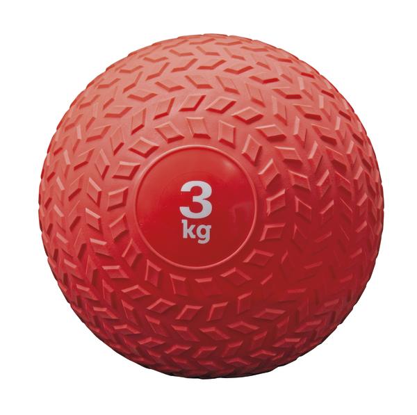 Roter 3 kg Medizinball mit rutschfester Struktur für Fitness und Krafttraining.