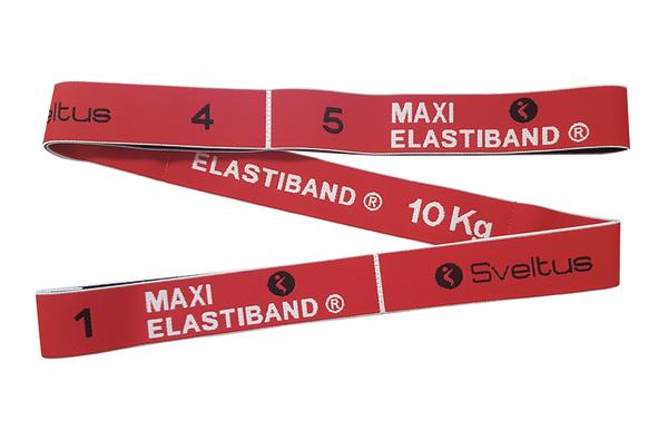 Rotes Maxi Elastiband von Sveltus mit Widerstandsstufen und 10 kg Zugkraft.