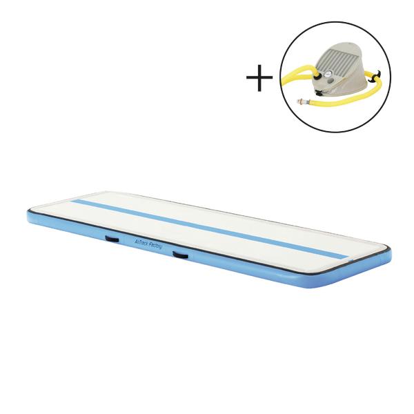 Pinke und blaue aufblasbare Airtrack Turnmatte für Gymnastik und Training.