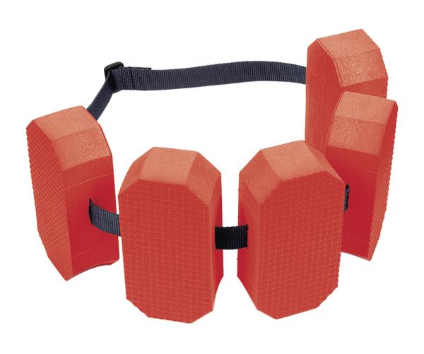 Rotes Schwimmgürtel-Set mit vier Schaumstoffpolstern und verstellbarem Gurt.