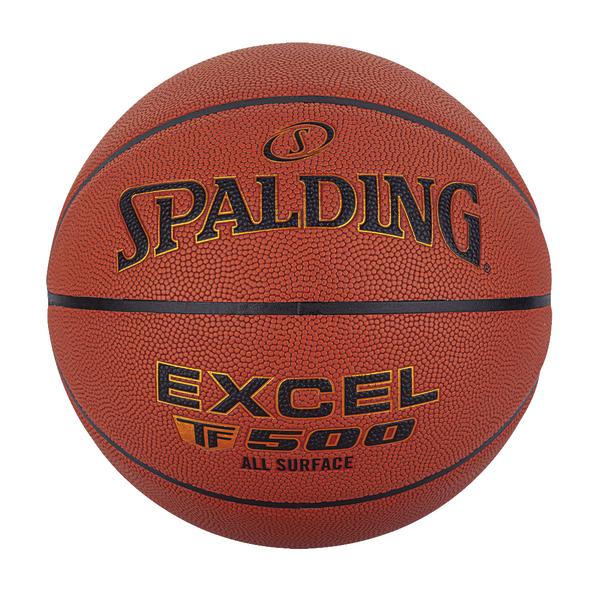 Basketball Spalding Excel TF 500 für alle Spielflächen, orange mit schwarzer Schrift.