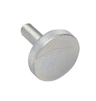 Metallischer Flügelmutter-Schraubverschluss mit geriffeltem Rand und kurzem Gewinde.