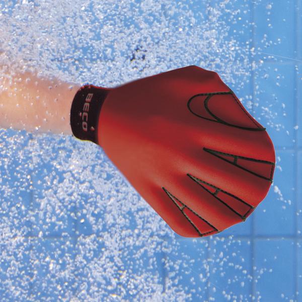 BECO Aqua-Schwimmhandschuhe NEOPREN, geschlossene Ausführung, Größe M, rot