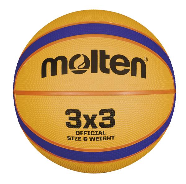 Offizieller Molten 3x3 Basketball in Orange und Lila, Größe und Gewicht standardisiert.