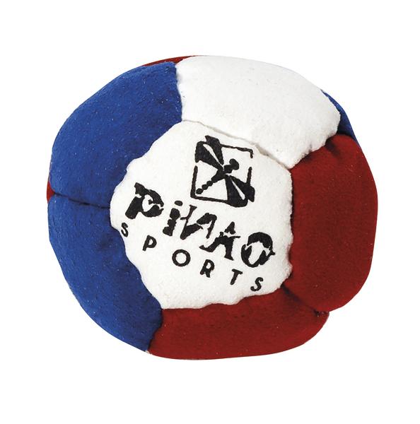 Mehrfarbiger Jonglierball in Rot, Weiß und Blau mit "Piaao Sports" Logo.