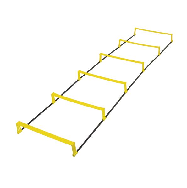 Agility-Leiter mit gelben Hürden für Koordinations- und Schnelligkeitstraining.