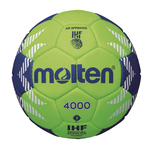 Grüner und blauer Molten Handball Modell 4000, IHF-zertifiziert, offizieller Spielball.