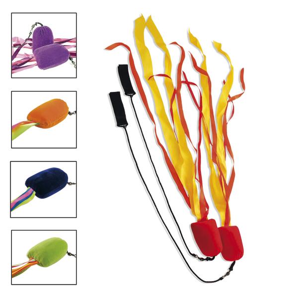 Spielzeug mit bunten Bändern und Glocke.