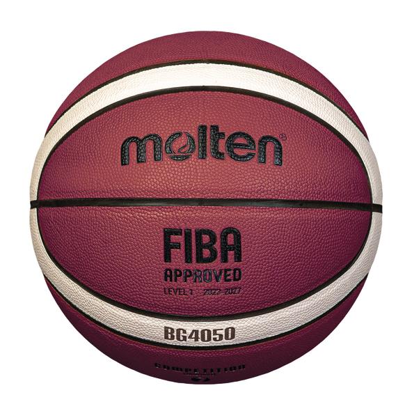 Basketball Molten BG4050 in Rot-Weiß, FIBA-zertifiziert für Wettkämpfe.