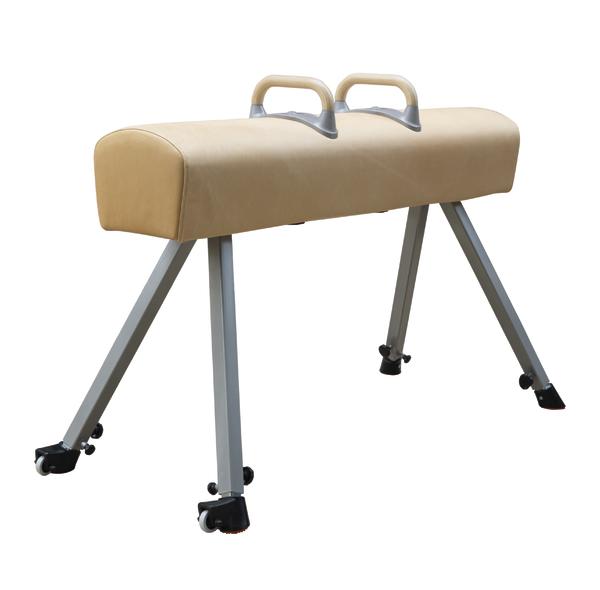 Turngerät Pferd mit Lederbezug und Metallbeinen, Sportgerät für Gymnastik und Turnen