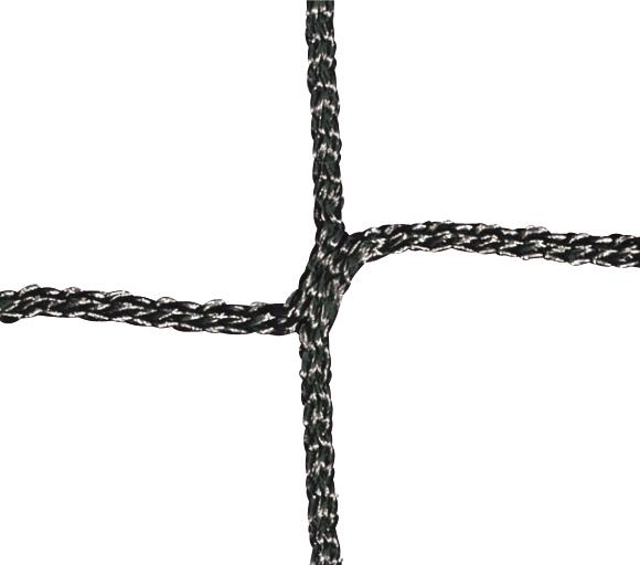Schwarzes, engmaschiges Sicherheitsnetz aus robustem Kunststoff, isoliert auf weißem Hintergrund.